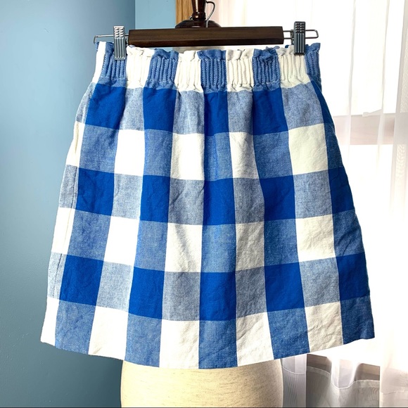 J. Crew Blue and White Checkered Sidewalk Skirt - Picture 6 of 7